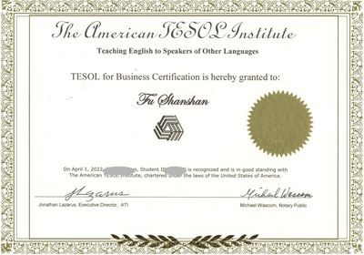 TESOL商务国际英语教师资格证（样本）