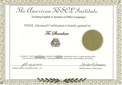 TESOL高级国际英语教师资格证（样本）