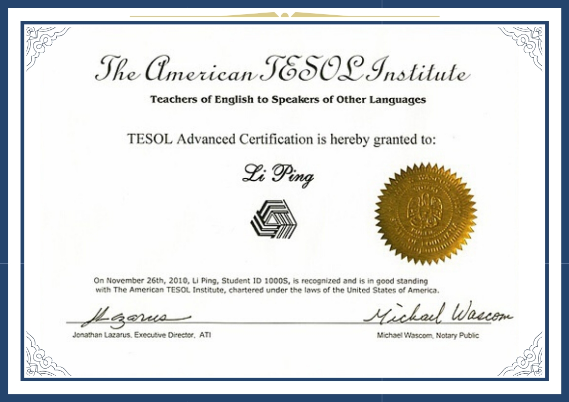 TESOL国际高级英语教师资格证